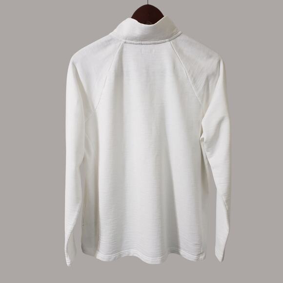L.L. Bean Womens White 1/4 Zip Cotton Pullover Top Sz Lg Reg Preppy Casual - Picture 6 of 13